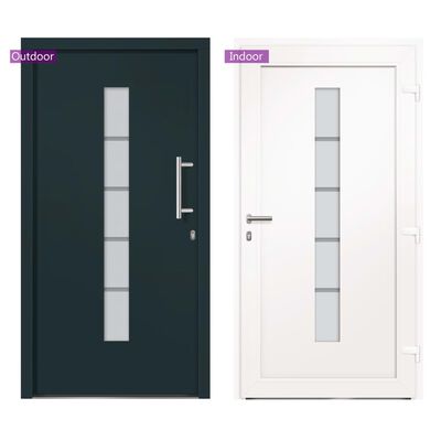 vidaXL Drzwi zewnętrzne, aluminium i PVC, antracytowe, 100x200 cm