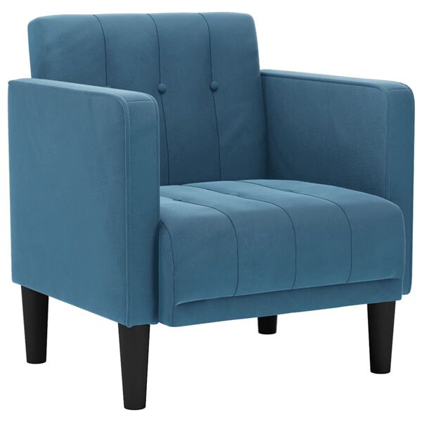 vidaXL Sofa Fotel z Podłokietnikami Niebieski 53 cm Aksamit