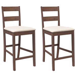 vidaXL Hokery barowe z poduszkami 2 szt. Brązowe lite drewno gumowe