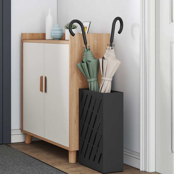 vidaXL Stojak na parasol z przechowywaniem Czarny 28 x 12 x 41 cm Stal