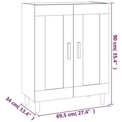 vidaXL Komoda, biała, połysk, 69,5x34x90 cm, materiał drewnopochodny