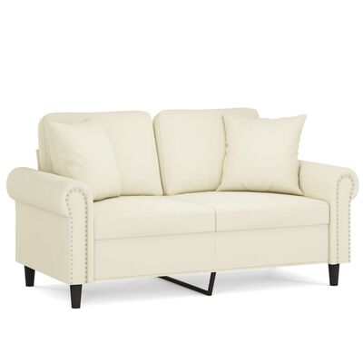 vidaXL 2-osobowa sofa z poduszkami, kremowa, 120 cm, aksamit