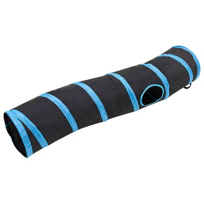 vidaXL Tunel dla kota, kształt litery S, czarno-niebieski, 122 cm