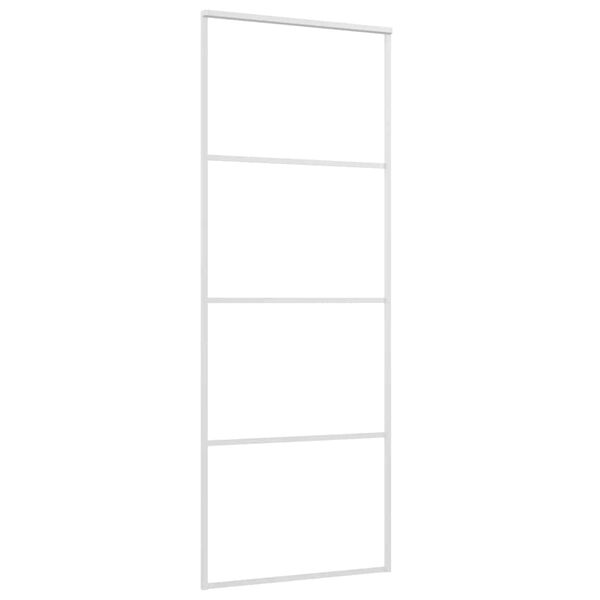 vidaXL Drzwi przesuwne, matowe szkło ESG i aluminium, 76x205 cm, białe