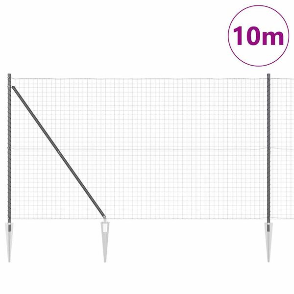 vidaXL Ogrodzenie z słupkiem Szary 1,6 x 10 m Stal i PVC