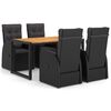 vidaXL 5-częściowy zestaw mebli ogrodowych, czarny