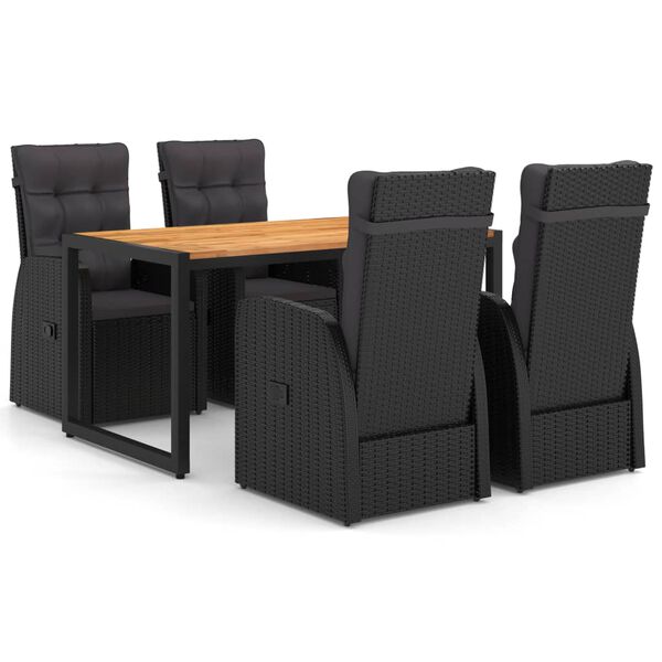 vidaXL 5-częściowy zestaw mebli ogrodowych, czarny