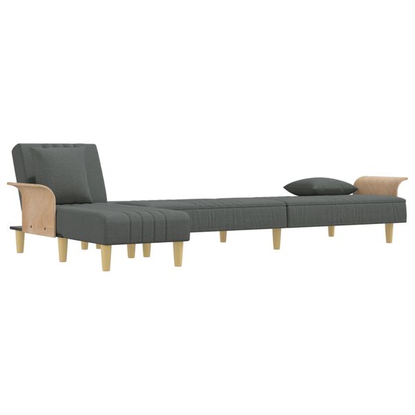 vidaXL Sofa rozkładana L, ciemnoszara, 279x140x70 cm, tkanina