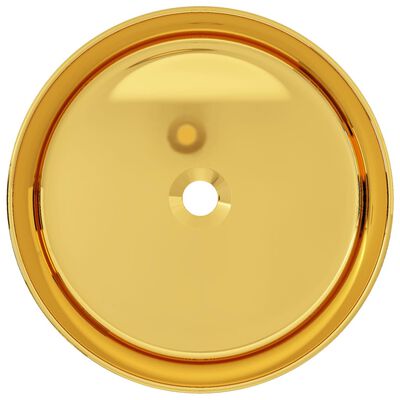 vidaXL Umywalka, 40 x 15 cm, ceramiczna, złota