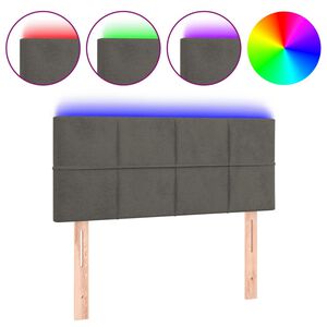 vidaXL Zagł&oacute;wek do ł&oacute;żka z LED, ciemnoszary, 80x5x78/88 cm, aksamit