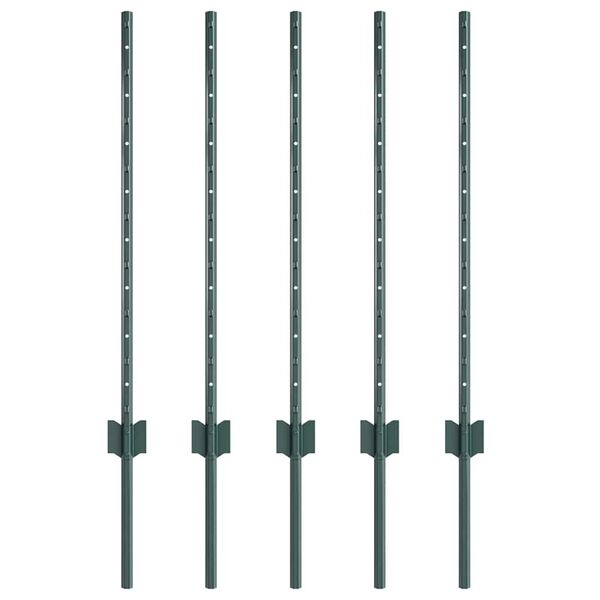 vidaXL Słupek ogrodzeniowy. 5 pcs Zielony 120 cm Stal