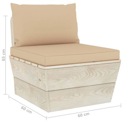 vidaXL Ogrodowa sofa środkowa z palet, poduszki, impregnowany świerk