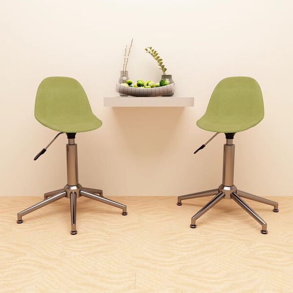 vidaXL Obrotowe krzesła stołowe, 2 szt., zielone, obite tkaniną