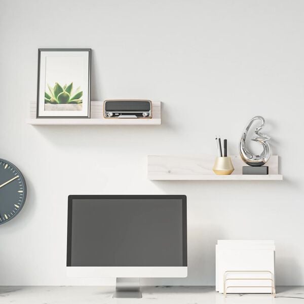 vidaXL Półki ścienne, 2 szt., białe, 50x11x9 cm, drewno sosnowe