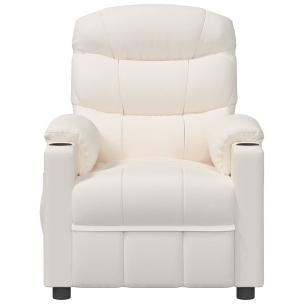 vidaXL Elektryczny fotel masujący, kremowy, sztuczna skóra