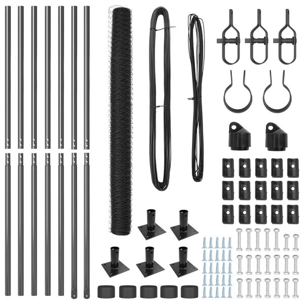 vidaXL Słupek ogrodzeniowy. Szary 10 x 1,4 m (siatka 50 mm) Stal i PVC