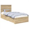 vidaXL Ramka ł&oacute;żka Sonoma dąb i srebro 75 x 190 cm Drewno inżynieryjne