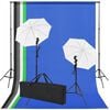 vidaXL Sprzęt do studia fotograficznego: tło 5 kolor&oacute;w i 2 parasolki