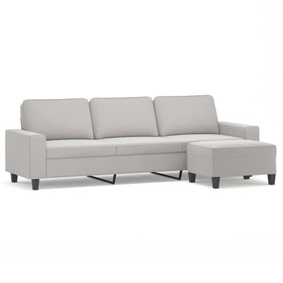 vidaXL 3-os. sofa z podnóżkiem, jasnoszara, 210 cm, obita mikrofibrą