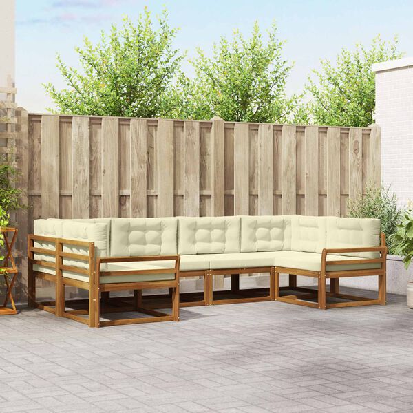 vidaXL Zestaw sof na zewnątrz z poduszką 6 pcs Naturalny i Kremowy