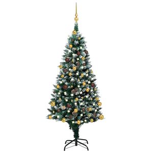 vidaXL Sztuczna choinka z LED, bombkami i szyszkami, 240 cm