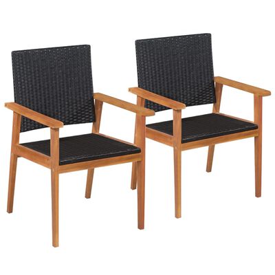 vidaXL Krzesła ogrodowe, 2 szt., polirattan, czarno-brązowe