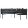 vidaXL Narożna sofa ogrodowa z poduszkami, czarna, stal i textilene