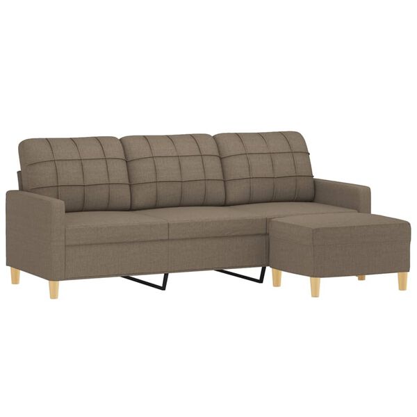vidaXL 3-osobowa sofa z podn&oacute;żkiem, taupe, 180 cm, tkaniną