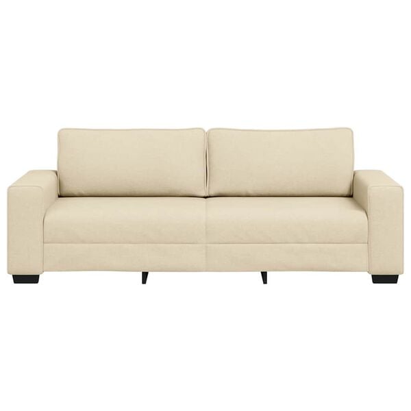 vidaXL Sofa 3-osobowa, kremowa, 220x77x82 cm, tkaniną