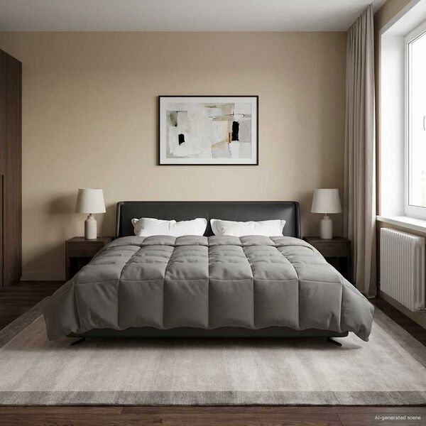 vidaXL Letni Kołdra Kwiłtowany Jasnoszary 200 x 240 cm Mikrofibra