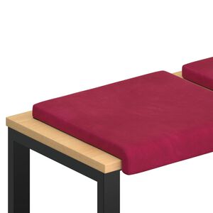 vidaXL Poduszka na ławkę 4 szt. Welur Czerwone wino Głębokość 35 cm