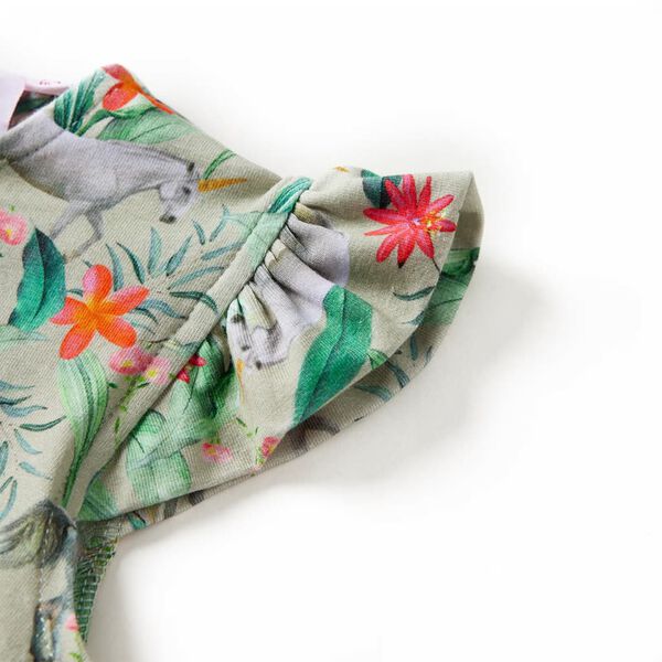 Sukienka dziecięca z rękawkami, jasne khaki, 104