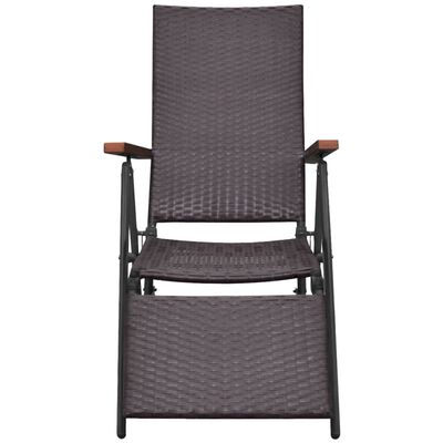 vidaXL Rozkładane krzesło tarasowe, polirattan, brązowe