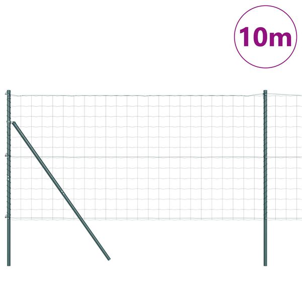vidaXL Ogrodzenie z słupkiem Zielony 1,2 x 10 m Stal