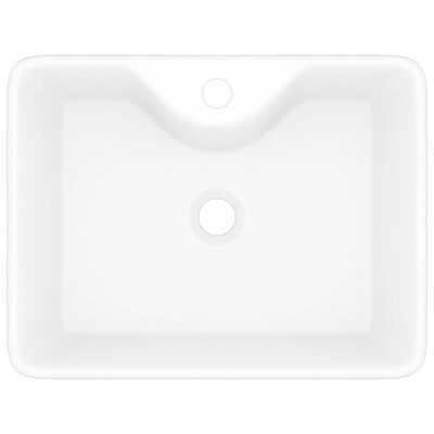 vidaXL Ceramiczna umywalka z otworem na kran, prostokątna, biała