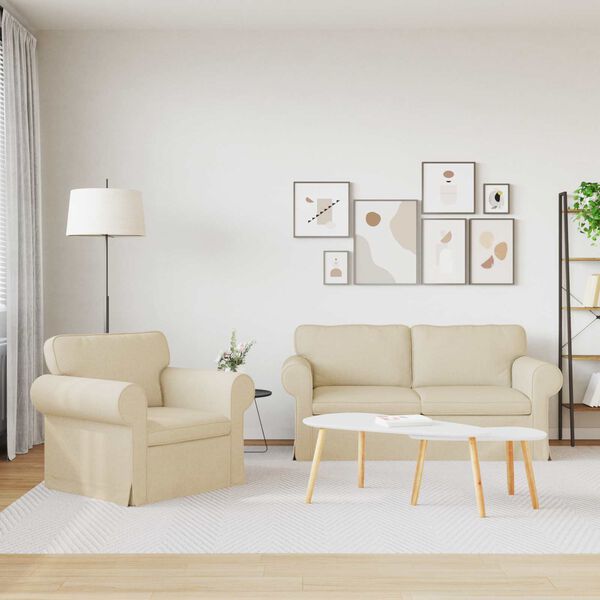 vidaXL Sofa 2 pcs Kremowy 175 x 82 x 80 cm tkanina