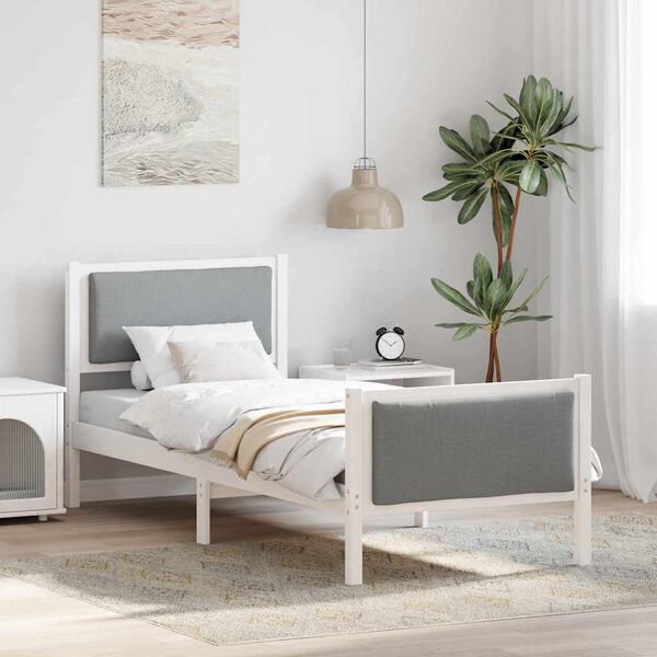 vidaXL Ramka łóżka Z zagłówkiem Jasnoszary 80 x 200 cm tkanina