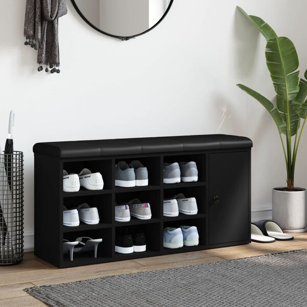 vidaXL Ławka na buty, czarna, 102x32x50 cm, materiał drewnopochodny