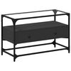 vidaXL Szafka pod TV ze szklanym blatem, czarna, 80x35x51 cm
