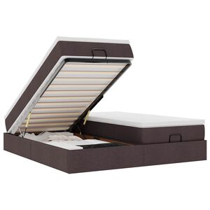 vidaXL Rama ł&oacute;żka otomana z materacami, brązowa, 160x200 cm, tkanina