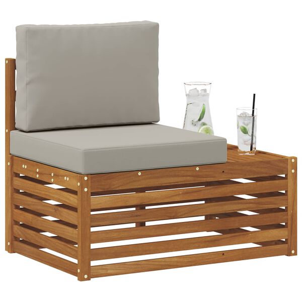 vidaXL Sofa końcowa na zewnątrz z poduszką Naturalny 91 x 63 x 73 cm