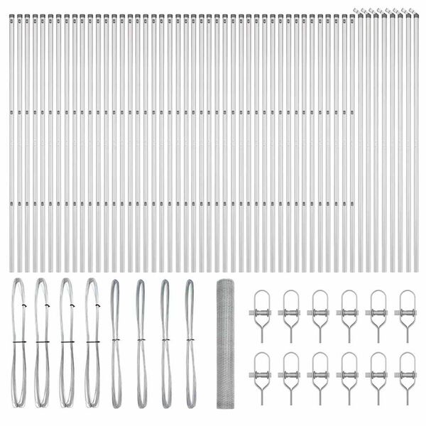 vidaXL Ogrodzenie z słupkami Srebrny 1.2 x 100 m Stal pokryta PCV