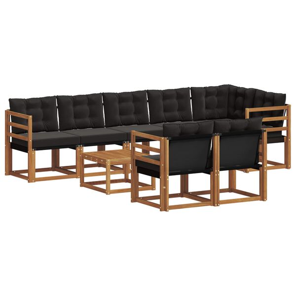 vidaXL Zestaw sof na zewnątrz z poduszką 9 pcs Naturalny i czarny