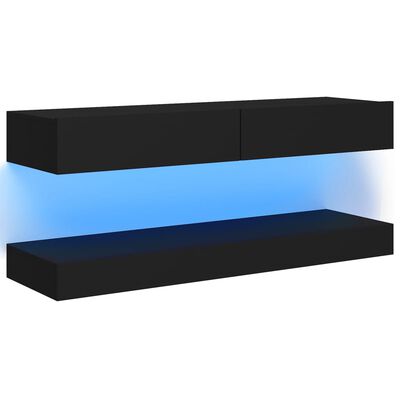 vidaXL Szafka pod TV z oświetleniem LED, czarna, 120x35 cm