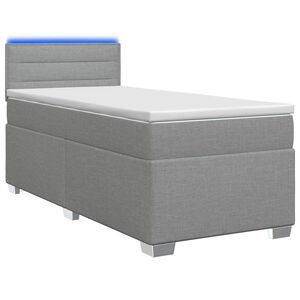 vidaXL Ł&oacute;żko Box Spring z materacem i LED jasnoszary Pojedynczy