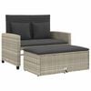 vidaXL Sofa ogrodowa z poduszkami, 2-osobowa, jasnoszara, polirattan
