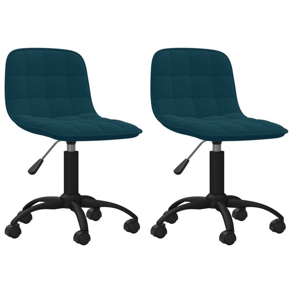 vidaXL Obrotowe krzesła stołowe, 2 szt., niebieskie, aksamitne