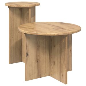 vidaXL Zestaw stolik&oacute;w bocznych 2 szt. Dąb artisan &Oslash; 45 x 35 cm