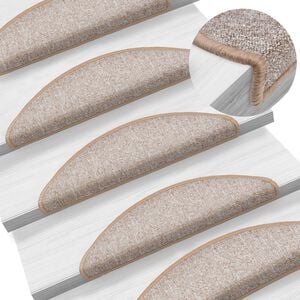 vidaXL Maty na schody 15 szt. 56x17x3 cm Jasnobrązowe p&oacute;łokrągłe