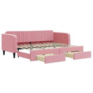 vidaXL Sofa rozsuwana z szufladami, r&oacute;żowa, 80x200 cm, aksamit